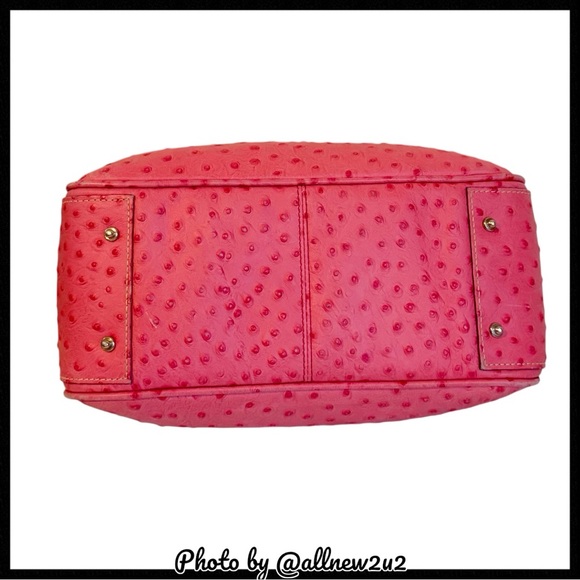 Dooney & Bourke Small Double Handle Ostrich Pattern Pink Satchel - Picture 7 of 16